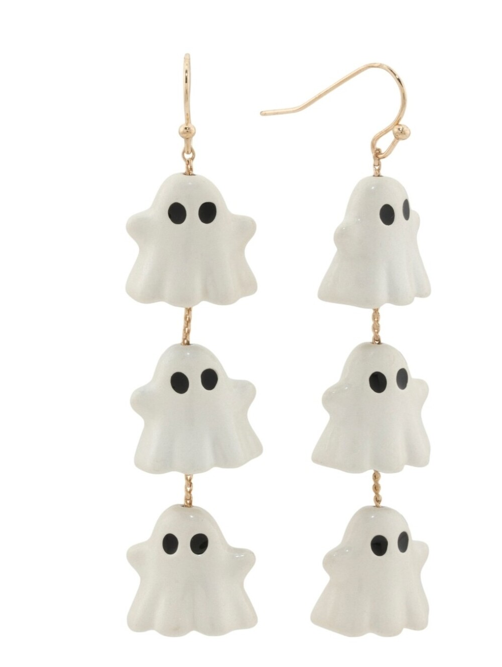 🤍▪️True To Form ▪️Gold-Tone Pearly White Ghost Triple Drop Linear Earrings